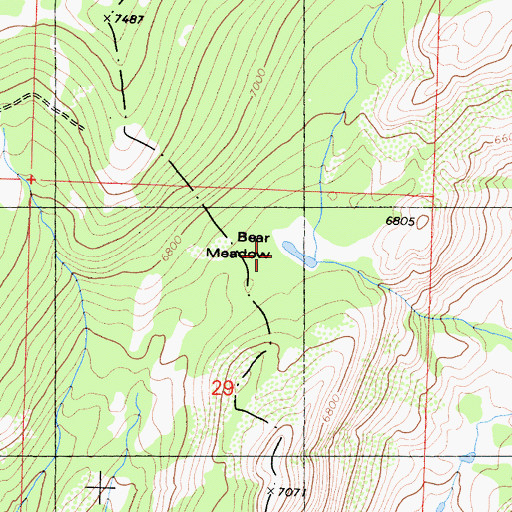 Topographic Map of Bear Meadow, CA