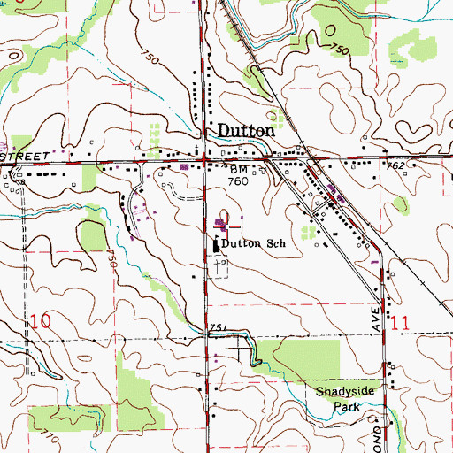 Topographic Map of Dutton United Reformed Church, MI