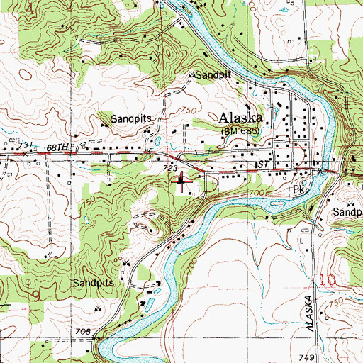 Topographic Map of Alaska Baptist Church, MI