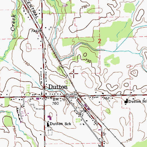 Topographic Map of Dutton Mill Village Mobile Home Park, MI