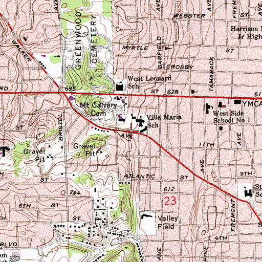 Topographic Map of Villa Maria Historical Marker, MI
