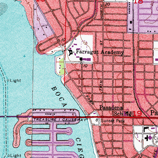 Topographic Map of Pasadena Triangle, FL