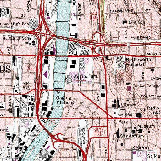 Topographic Map of Arthur Hendrick Vandenberg Historical Marker, MI