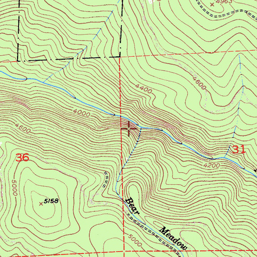 Topographic Map of Bear Meadow Creek, CA