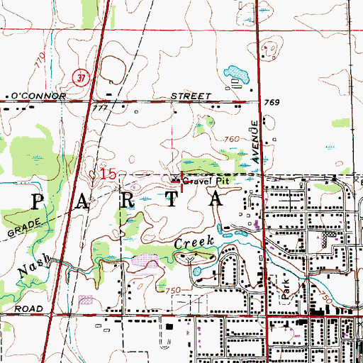 Topographic Map of Toledo Saginaw and Muskegon Railway Depot Historical Marker, MI
