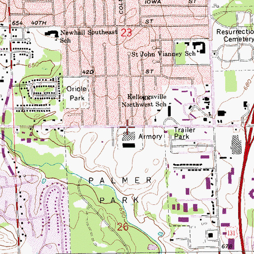 Topographic Map of One Hundred Twenty-Sixth Infantry Historical Marker, MI