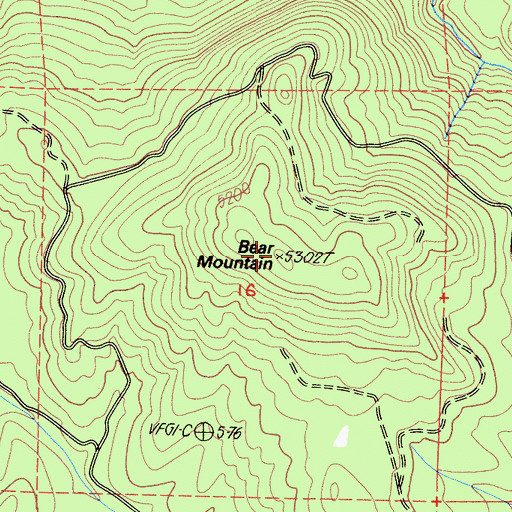 Topographic Map of Bear Mountain, CA