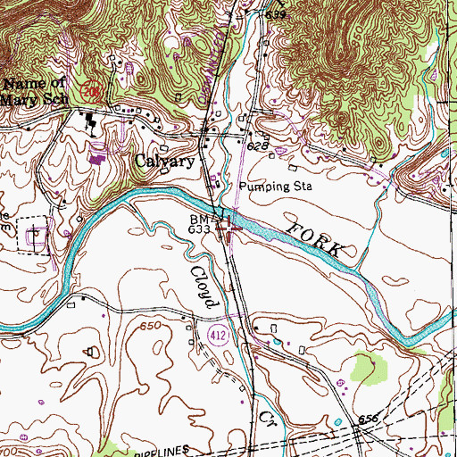 Topographic Map of Calvary Methodist Church (historical), KY