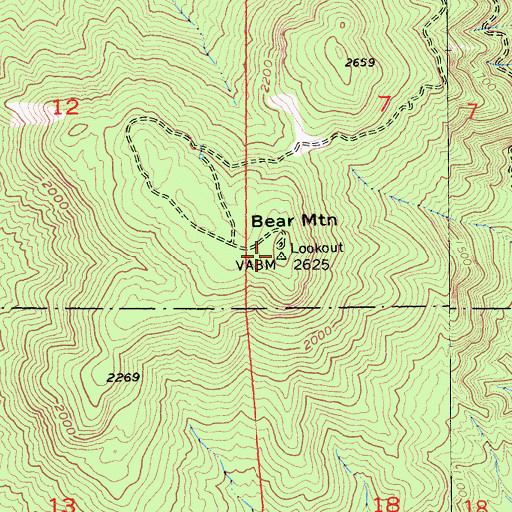 Topographic Map of Bear Mountain, CA