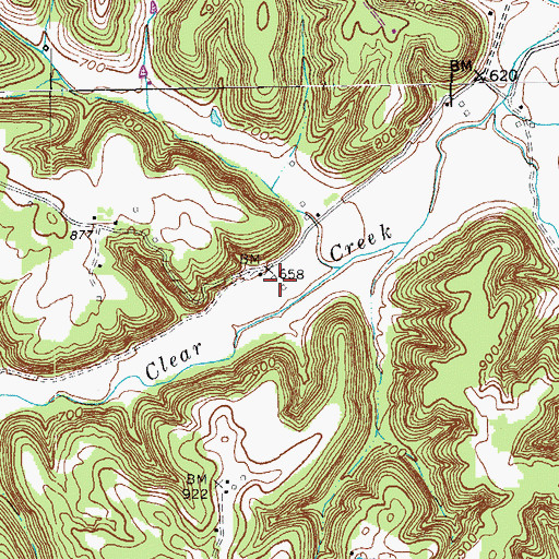 Topographic Map of Clear Creek (historical), KY