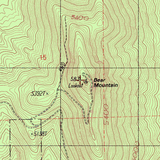 Topographic Map of Bear Mountain, CA