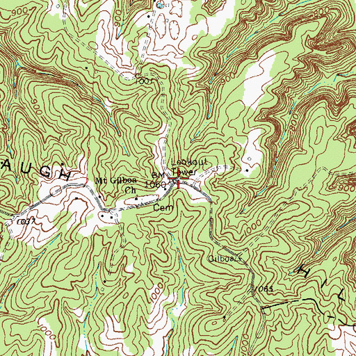 Topographic Map of Mount Gilboa Lookout Tower, KY