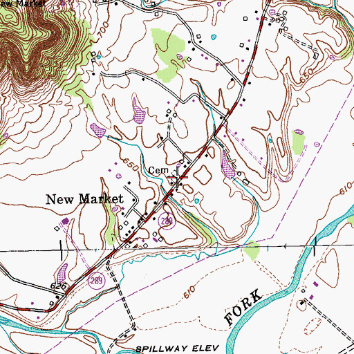 Topographic Map of New Market Church (historical), KY