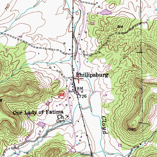 Topographic Map of Phillipsburg Post Office (historical), KY
