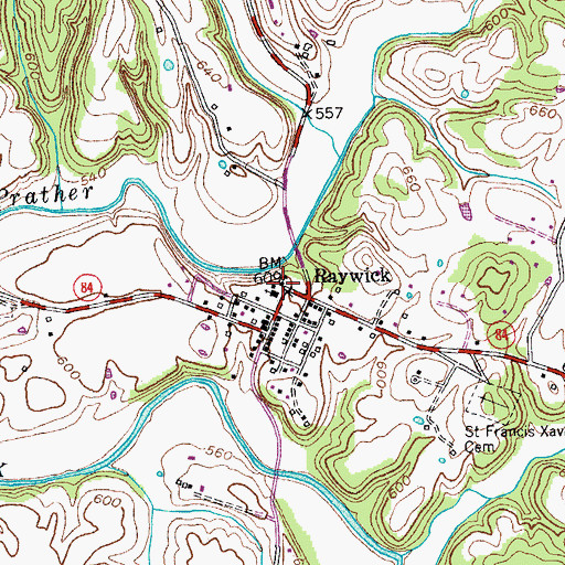 Topographic Map of Raywick Elementary School (historical), KY