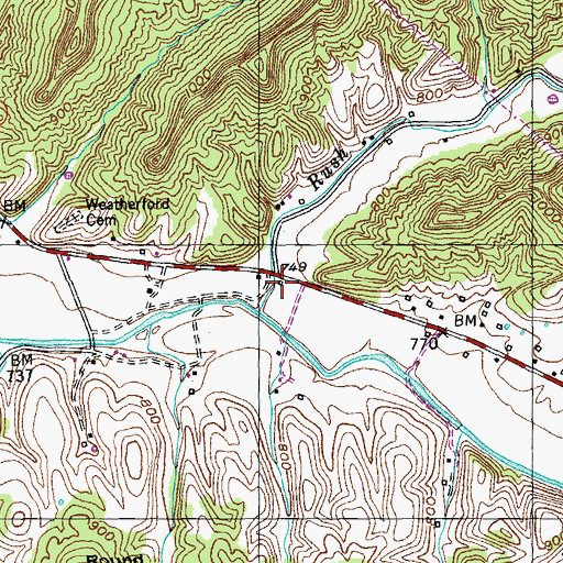 Topographic Map of Rush Branch Post Office (historical), KY