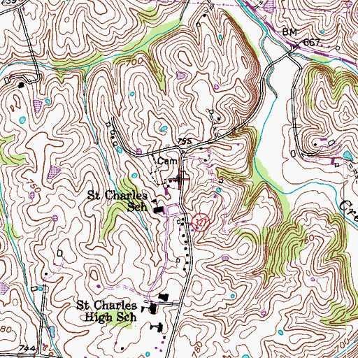 Topographic Map of Saint Charles Catholic Church (historical), KY