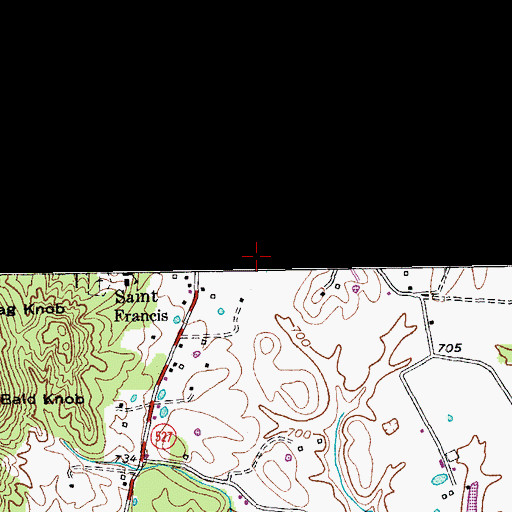 Topographic Map of Saint Francis Railroad Station (historical), KY