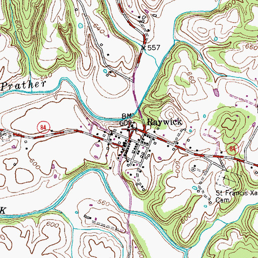 Topographic Map of Saint Francis Xavier Church (historical), KY