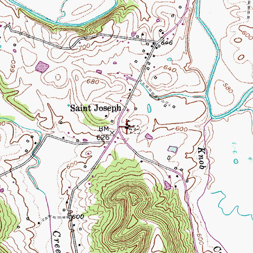 Topographic Map of Saint Joseph Church (historical), KY