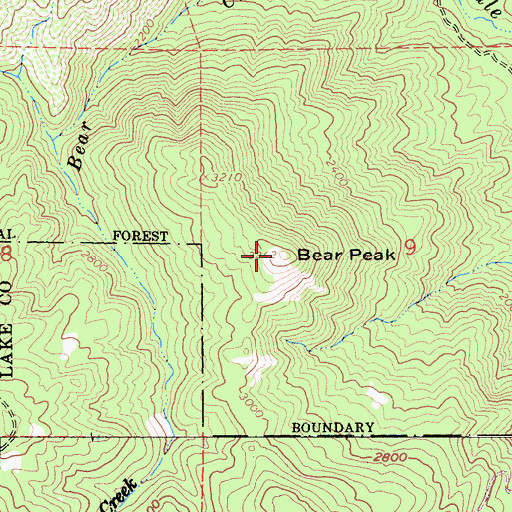 Topographic Map of Bear Peak, CA