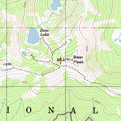 Topographic Map of Bear Peak, CA