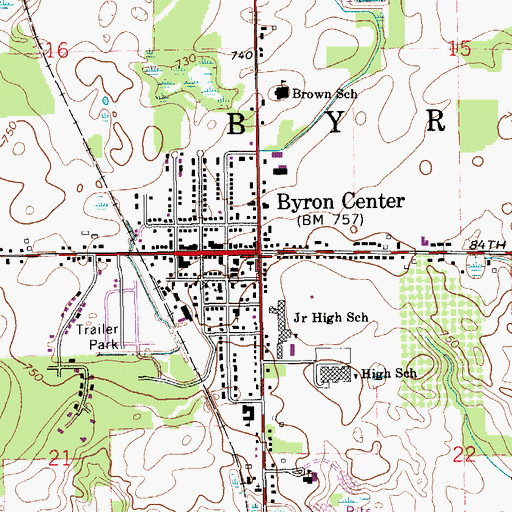 Topographic Map of First Reformed Church of Byron, MI