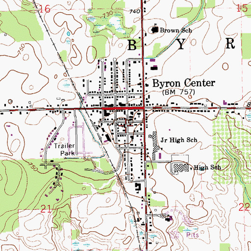 Topographic Map of Byron Center United Methodist Church, MI
