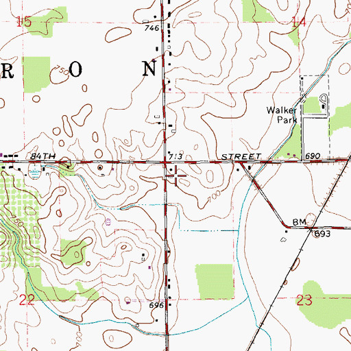 Topographic Map of Byron Center High School, MI