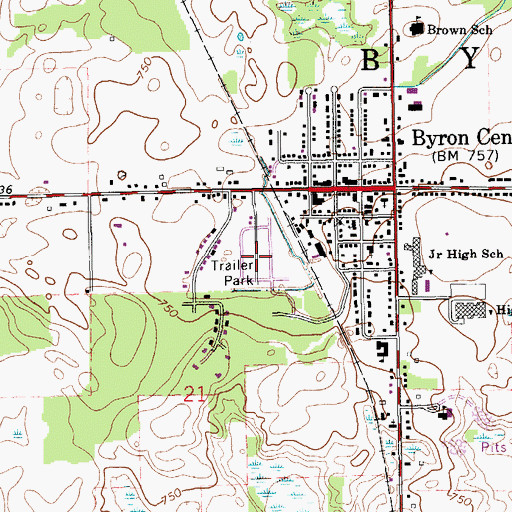 Topographic Map of Byron Center Mobile Village, MI