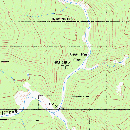 Topographic Map of Bear Pen Flat, CA