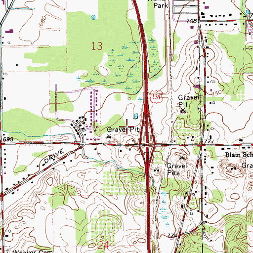Topographic Map of Berean Bible Church, MI