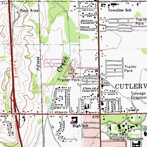 Topographic Map of Maplewood Mobile Home Park, MI