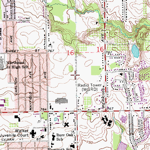 Topographic Map of Cross Creek Charter Academy, MI
