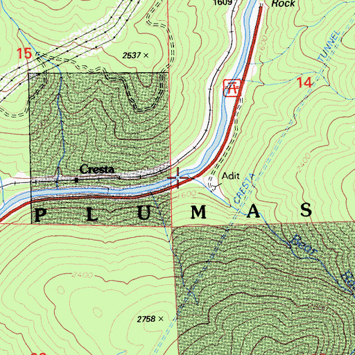Topographic Map of Bear Ranch Creek, CA