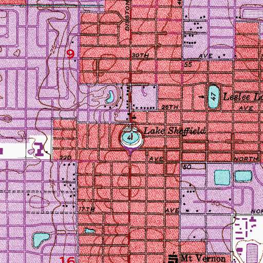 Topographic Map of Sheffield Lake Park, FL