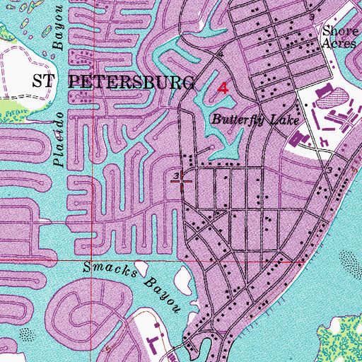 Topographic Map of Shore Acres Mini Park, FL