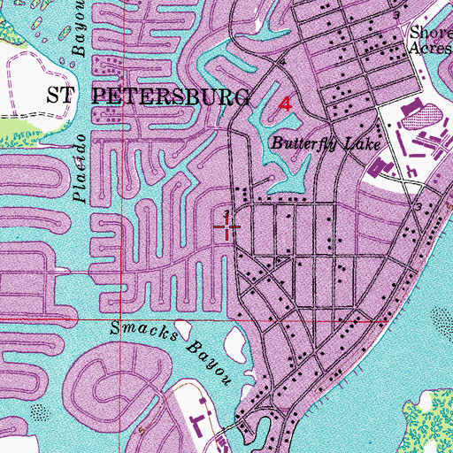 Topographic Map of Shore Acres Park, FL
