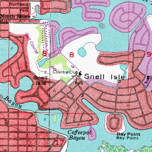 Topographic Map of Snell Isle Park, FL