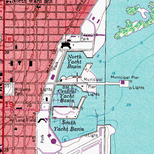 Topographic Map of Spa Beach Park, FL