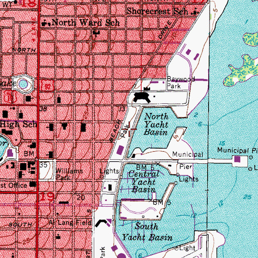 Topographic Map of Straub Park - North Downtown Waterfront Park, FL
