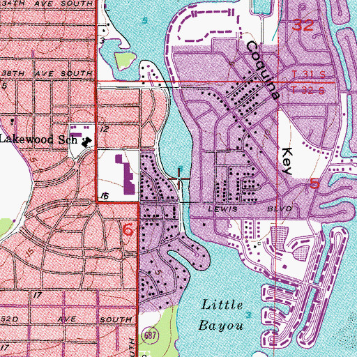 Topographic Map of Sunrise Park, FL