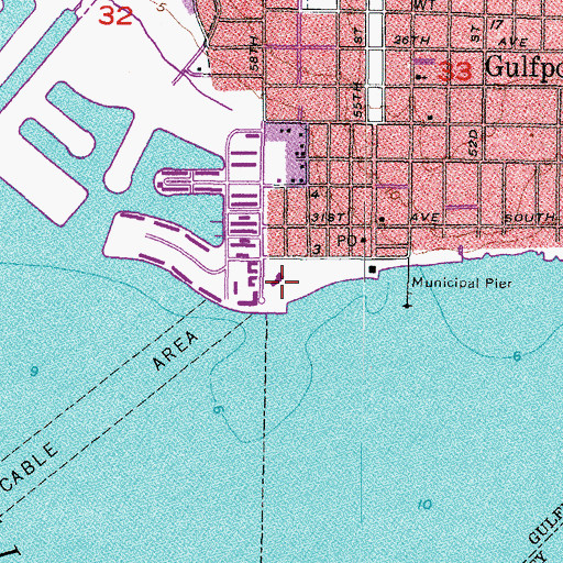 Topographic Map of Beach Waterfront Complex, FL