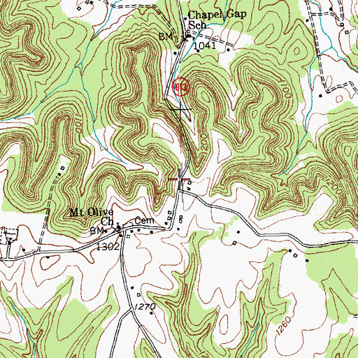 Topographic Map of Chapel Gap, KY