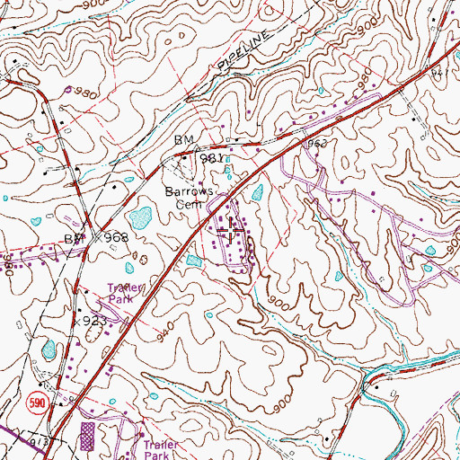 Topographic Map of Dix River Country Club (historical), KY