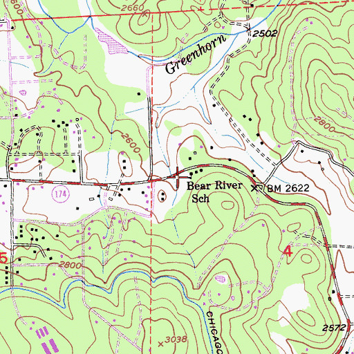 Topographic Map of Bear River School, CA