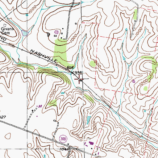 Topographic Map of Givens Depot, KY