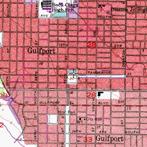 Topographic Map of Tomlinson Park Complex, FL