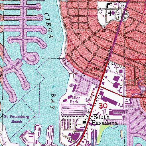 Topographic Map of Maynard A Duryea Bay View Park, FL