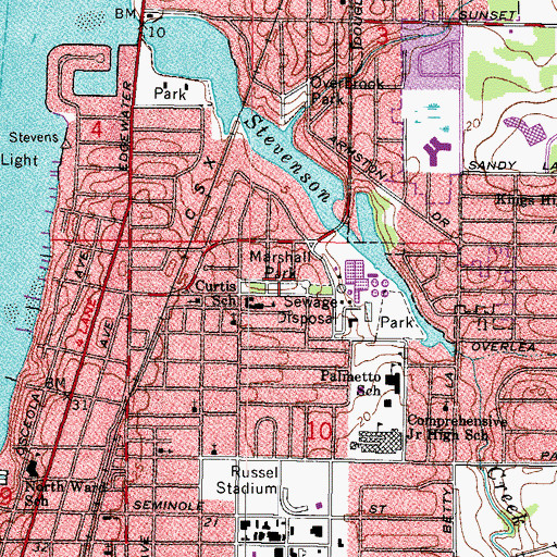 Topographic Map of Cherry Harris Park, FL